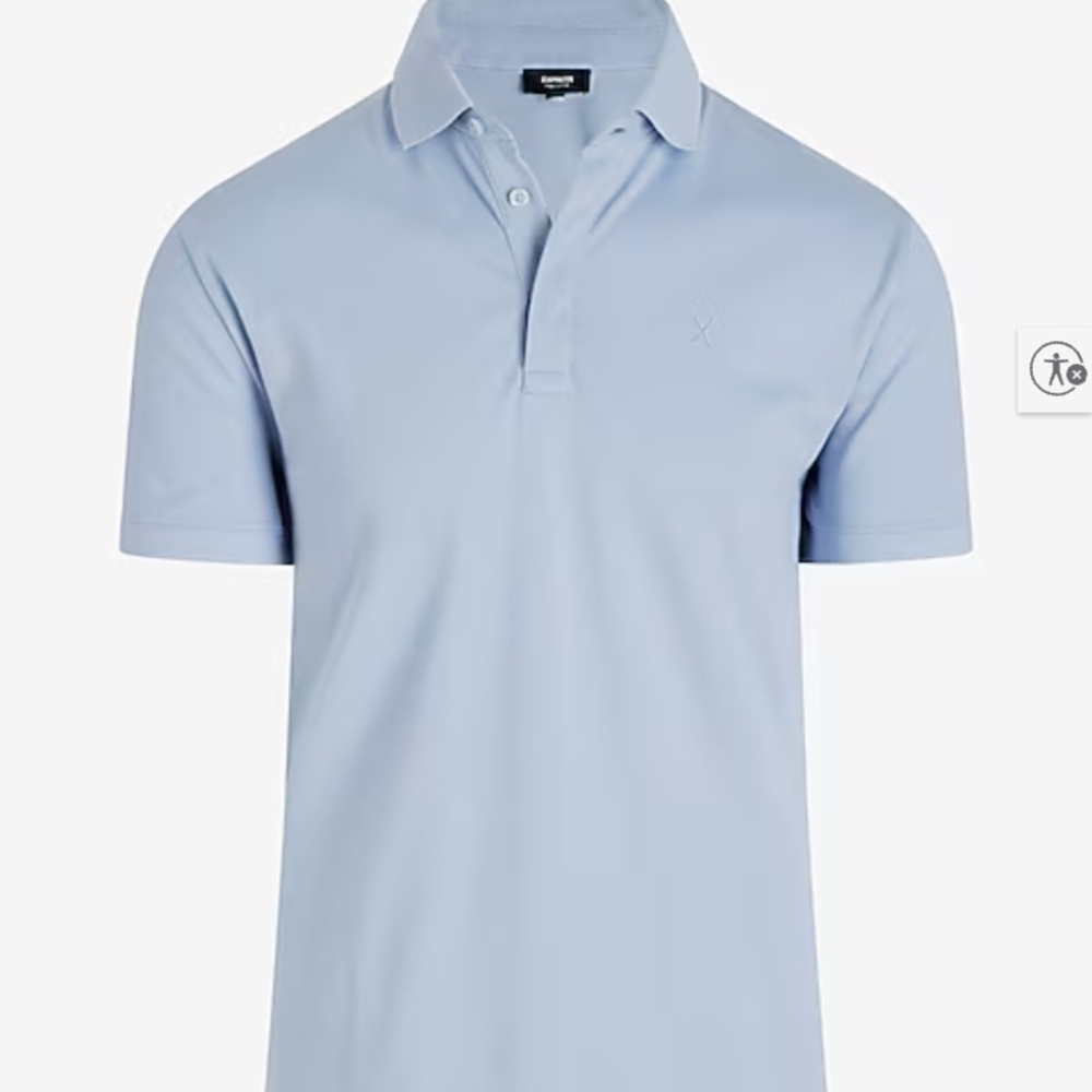 Express X-Logo Perfect Pima Cotton Polo Blue Fog Men's Size Tall Large